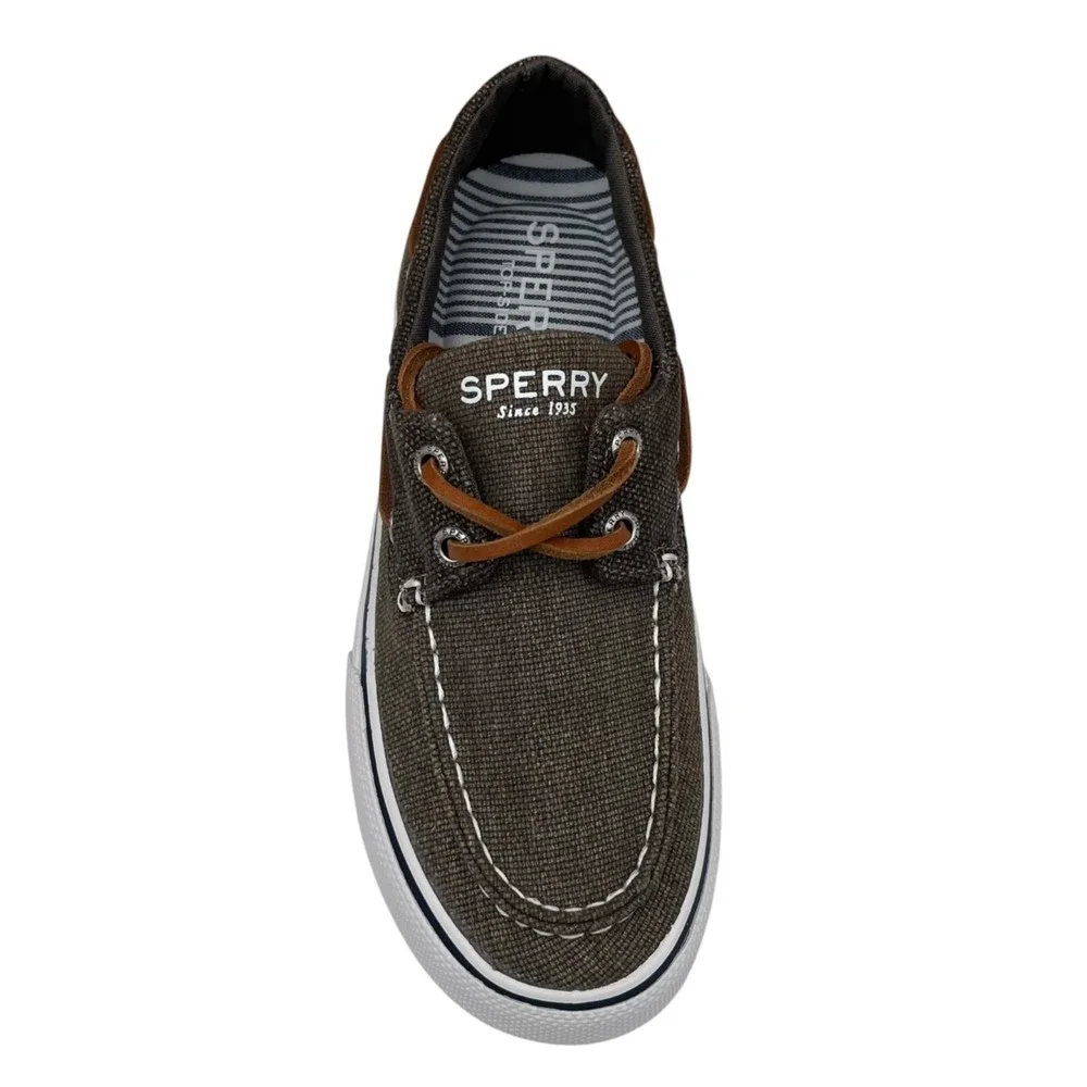 Sperry Men's Big Boys Bahama II Canvas Boat Shoes Size 4.5 Olive Casual Shoes